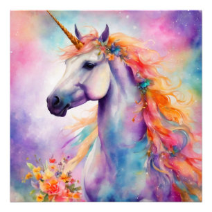Pastel Colour Unicorn Photo Print