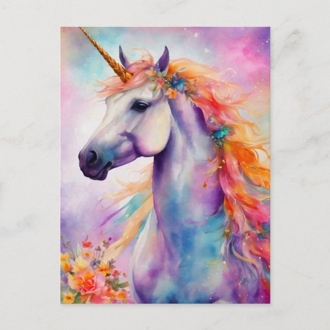 Pastel Colour Unicorn Postcard (Front)