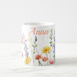 Pastel colour wild flowers coffee mug