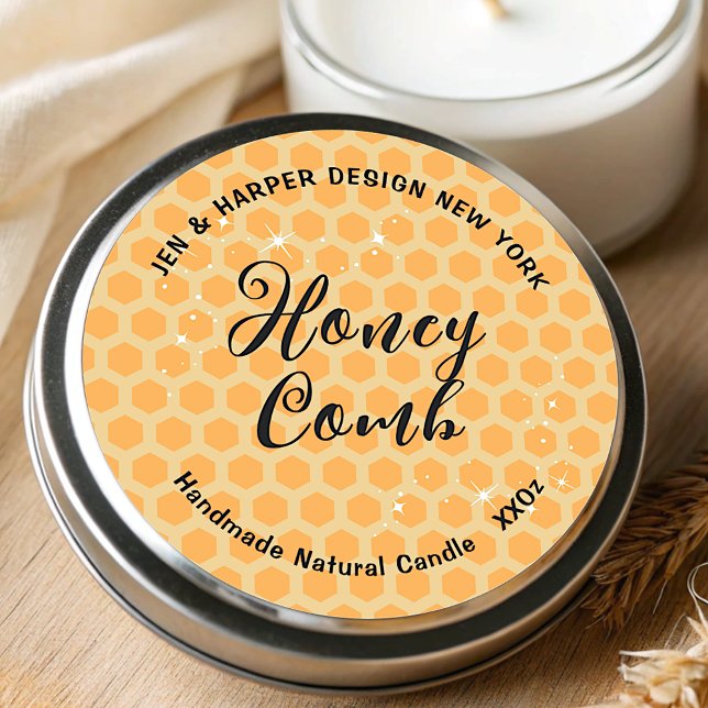 Pastel Colour Yellow Honey Comb Pattern Cute Classic Round Sticker (Creator Uploaded)