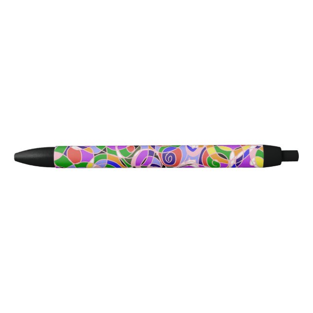 Pastel coloured Abstract  Patterns  Black Ink Pen (Front)