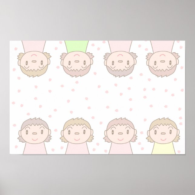 Pastel-coloured art featuring children's smiles. poster (Front)