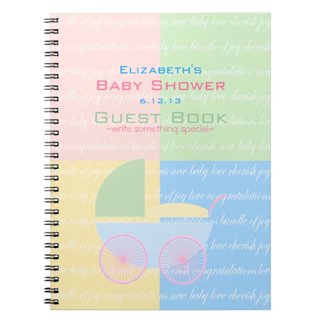 Pastel Coloured Baby Shower Guest Book- Notebook (Front)