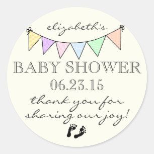 Pastel Coloured Bunting-Baby Shower Thank You Classic Round Sticker