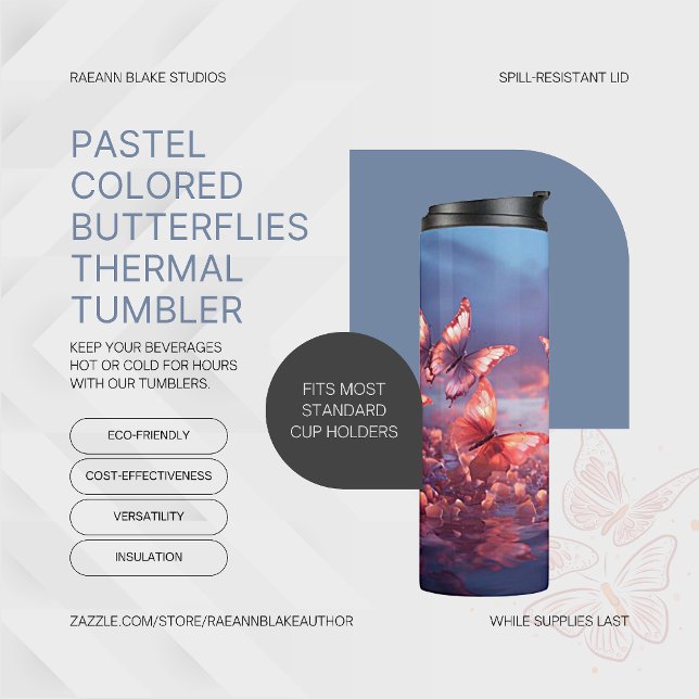 Pastel Coloured Butterflies Thermal Tumbler (Creator Uploaded)