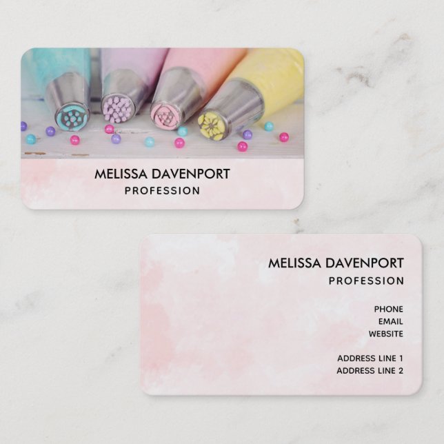 Pastel Coloured Cake Decorating Tools Business Card (Front/Back)