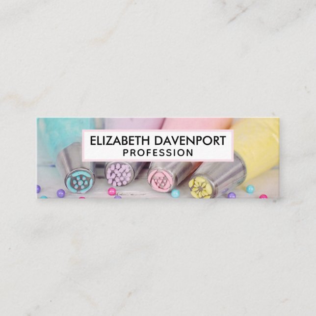Pastel Coloured Cake Decorating Tools Mini Business Card (Front)