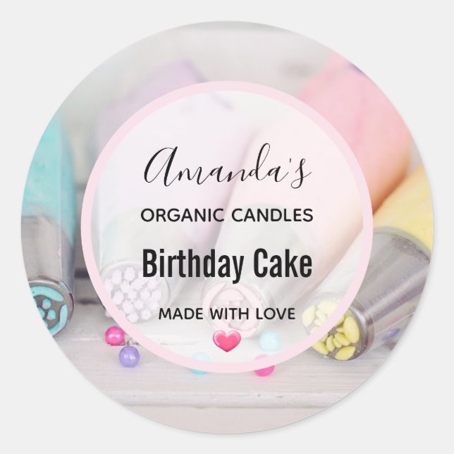 Pastel Coloured Cake Decorating Tools Photo Candle Classic Round Sticker (Front)