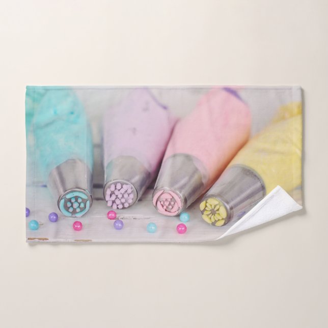 Pastel Coloured Cake Decorating Tools Photograph Bath Towel Set (Hand Towel)
