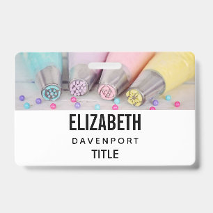 Pastel Coloured Cake Decorating Tools Photograph ID Badge