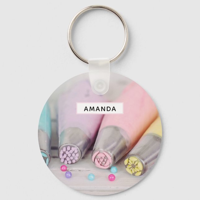 Pastel Coloured Cake Decorating Tools Photograph Key Ring (Front)