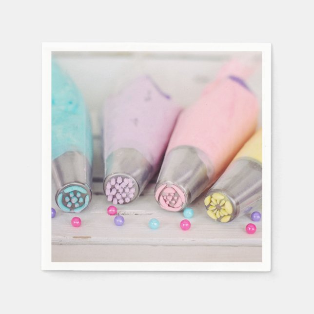 Pastel Coloured Cake Decorating Tools Photograph Napkin (Front)