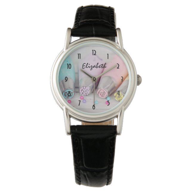Pastel Coloured Cake Decorating Tools Photograph Watch (Front)