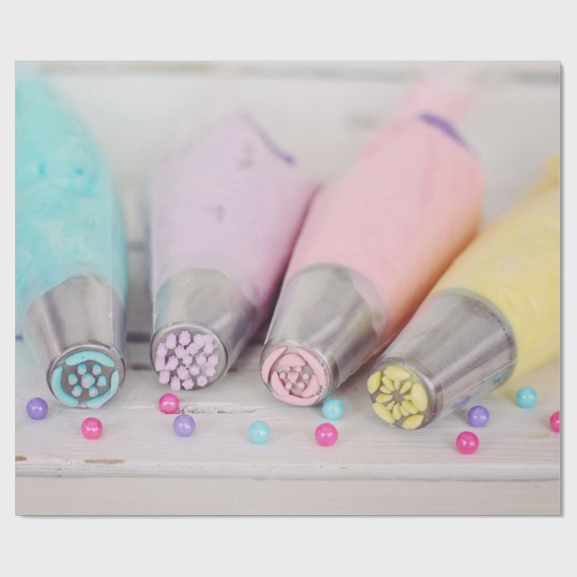 Pastel Coloured Cake Decorating Tools Photograph Wrapping Paper (Flat)