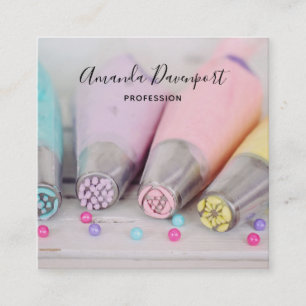 Pastel Coloured Cake Decorating Tools Square Business Card
