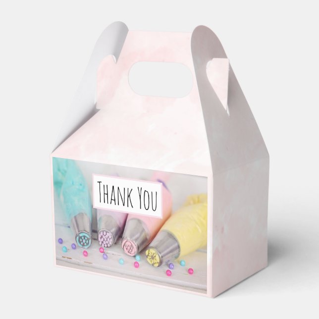 Pastel Coloured Cake Decorating Tools Thank You Favour Box (Front Side)