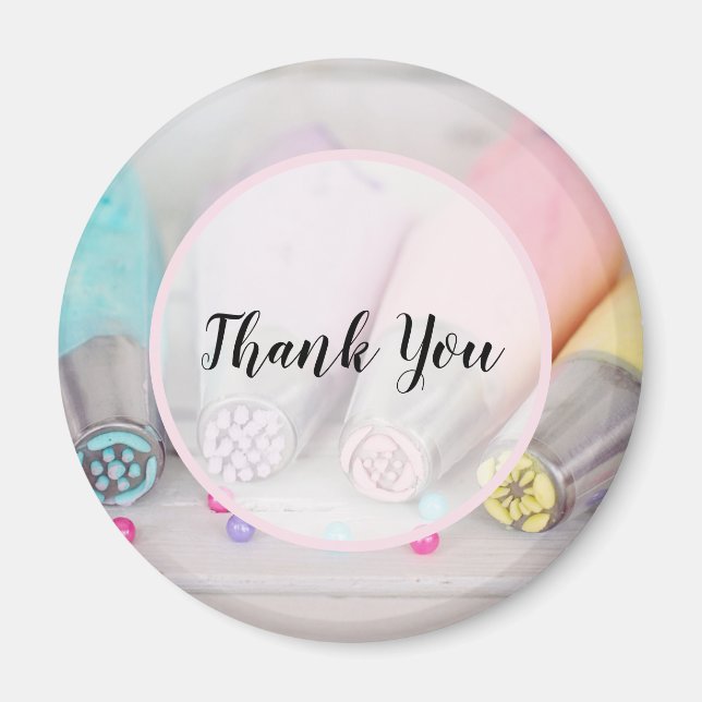 Pastel Coloured Cake Decorating Tools Thank You Magnet (Front)