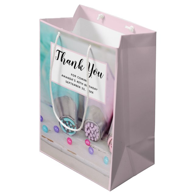 Pastel Coloured Cake Decorating Tools Thank You Medium Gift Bag (Front Angled)