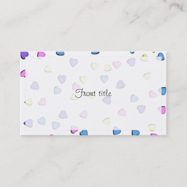 Pastel Coloured Candy Hearts Business Card (Front)