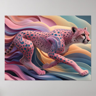 Pastel-Coloured Cheetah Abstract Wallpaper Poster