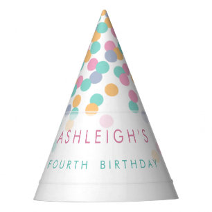 Pastel Coloured Confetti   Kids Birthday Party Hat
