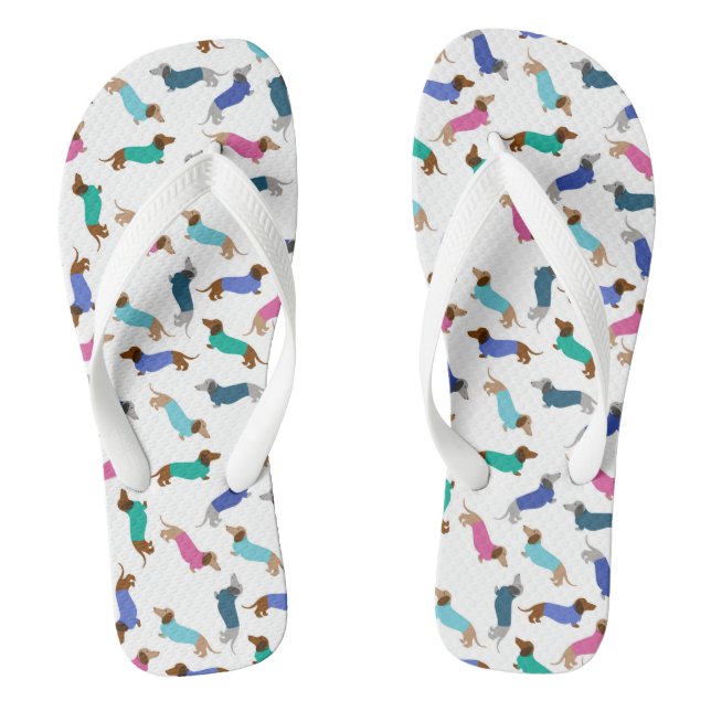 Pastel Coloured Dachshund Flip Flops (Footbed)