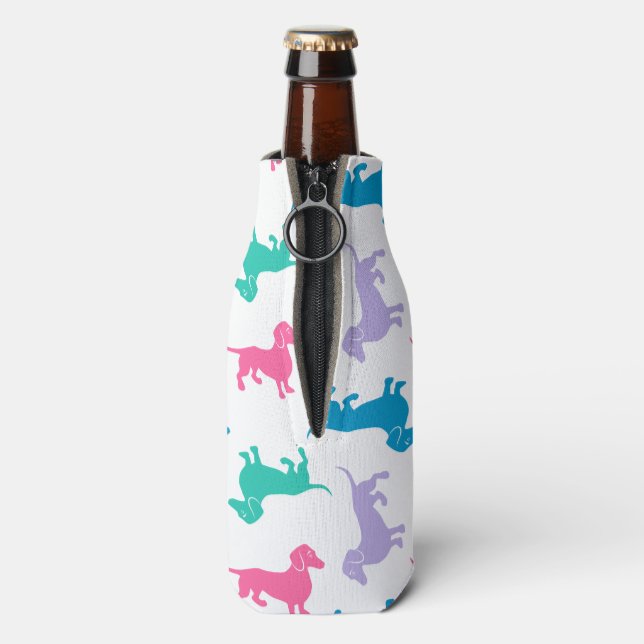 Pastel Coloured Dachshunds Bottle Cooler (Bottle Back)