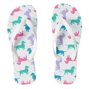 Pastel Coloured Dachshunds Flip Flops