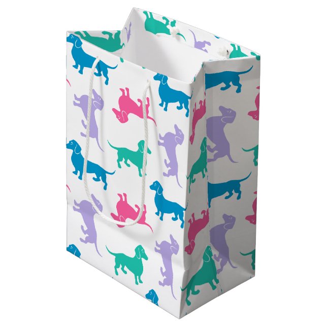 Pastel Coloured Dachshunds Medium Gift Bag (Front Angled)