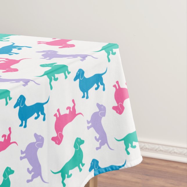 Pastel Coloured Dachshunds Tablecloth (In Situ)