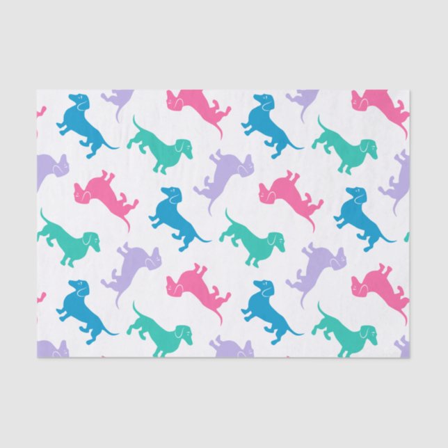 Pastel Coloured Dachshunds Tissue Paper (Front)