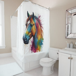 Pastel Coloured Horse Portrait Shower Curtain