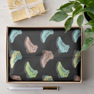 Pastel Coloured Kayaks on Black Patterned Tissue Paper