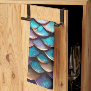 Pastel Coloured Mermaid Scales, Tea Towel