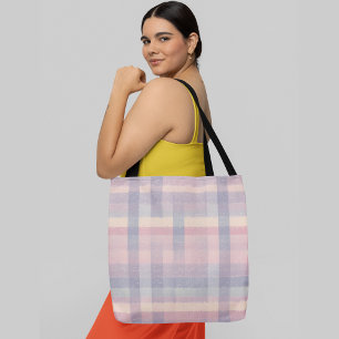 pastel-coloured plaid pattern tote bag