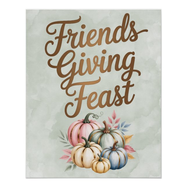 Pastel Coloured Pumpkins Friendsgiving Feast Poster (Front)