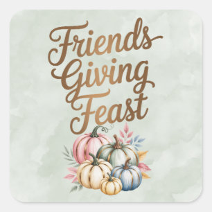 Pastel Coloured Pumpkins Friendsgiving Feast Square Sticker