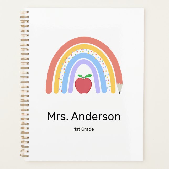 Pastel Coloured Rainbow Teacher Planner (Front)