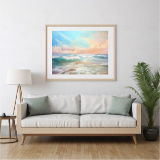 Pastel Coloured Seascape - Ai Poster