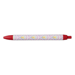 Pastel coloured shell pattern black ink pen