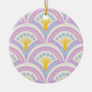 Pastel coloured shell pattern ceramic tree decoration