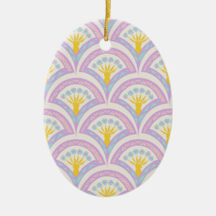 Pastel coloured shell pattern ceramic tree decoration