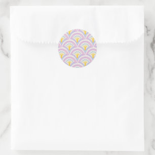 Pastel coloured shell pattern classic round sticker