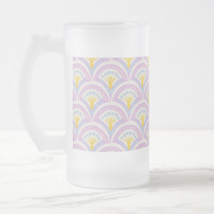 Pastel coloured shell pattern frosted glass beer mug