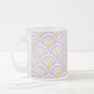 Pastel coloured shell pattern frosted glass coffee mug