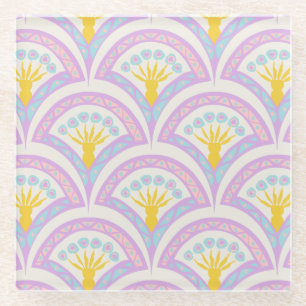 Pastel coloured shell pattern glass coaster