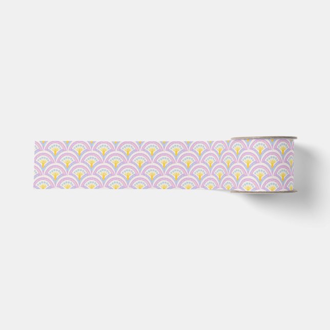Pastel coloured shell pattern grosgrain ribbon (Front)
