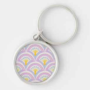 Pastel coloured shell pattern key ring