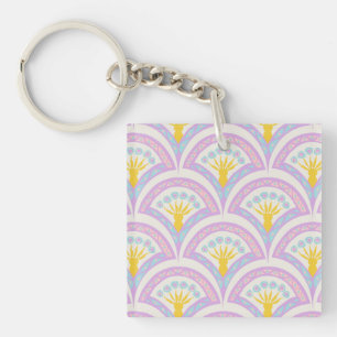 Pastel coloured shell pattern key ring