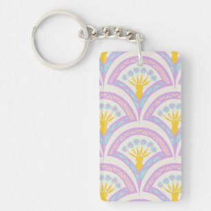 Pastel coloured shell pattern key ring